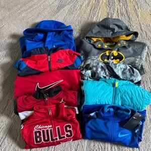 Boys zip up jacket bundle Nike Jordan rain jackets Cat and Jacket red blue 3T